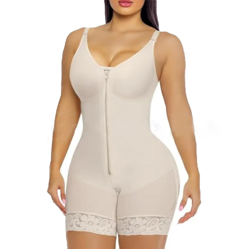 Zipper Bodysuit Slimming Shapewear Abdomen Lifting Butt Enhancing Seamless Polyester Fabric Suitable for All Seasons