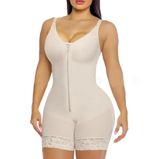 Zipper Bodysuit Slimming Shapewear Abdomen Lifting Butt Enhancing Seamless Polyester Fabric Suitable for All Seasons