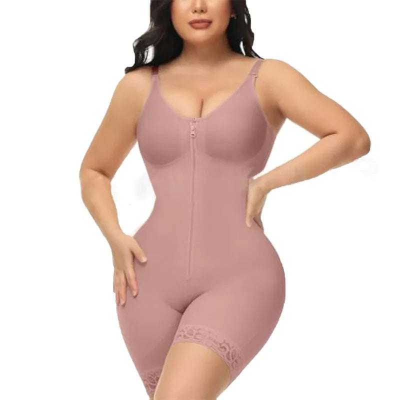 Zipper Bodysuit Slimming Shapewear Abdomen Lifting Butt Enhancing Seamless Polyester Fabric Suitable for All Seasons