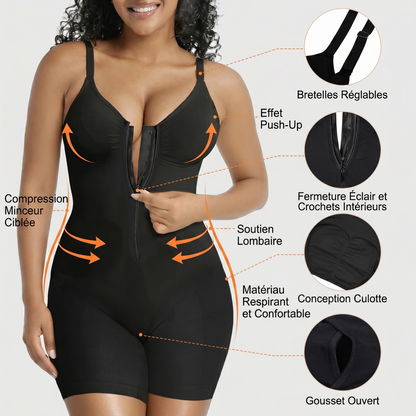 Bodysuit Gainant Zippé – Effet Ventre Plat & Push-Up Fessiers | GALVÉE PARIS